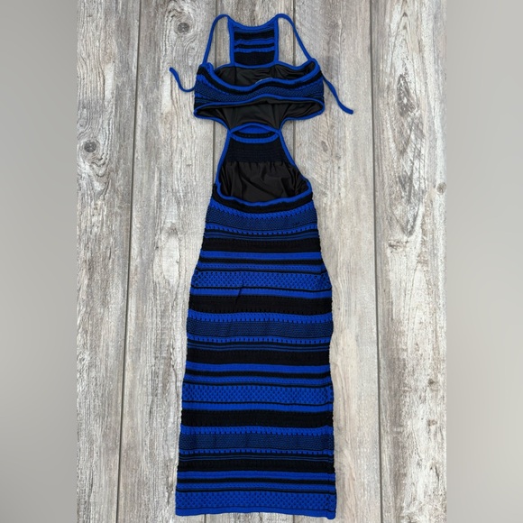 BEBE Knit Sweater Dress Bodycon with Back & Midriff Cutouts Halter - S/P (XSP) - Picture 7 of 9